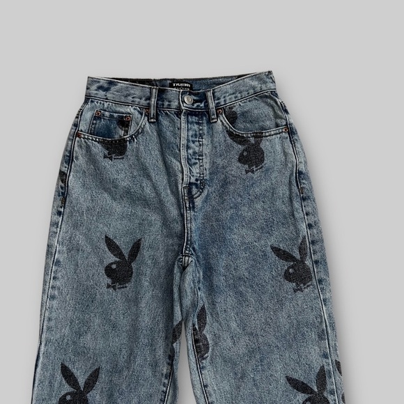 Playboy By Pacsun Mom Jeans Size 25 Button Fly Denim Acid Wash Straight Leg Y2K - Picture 2 of 7